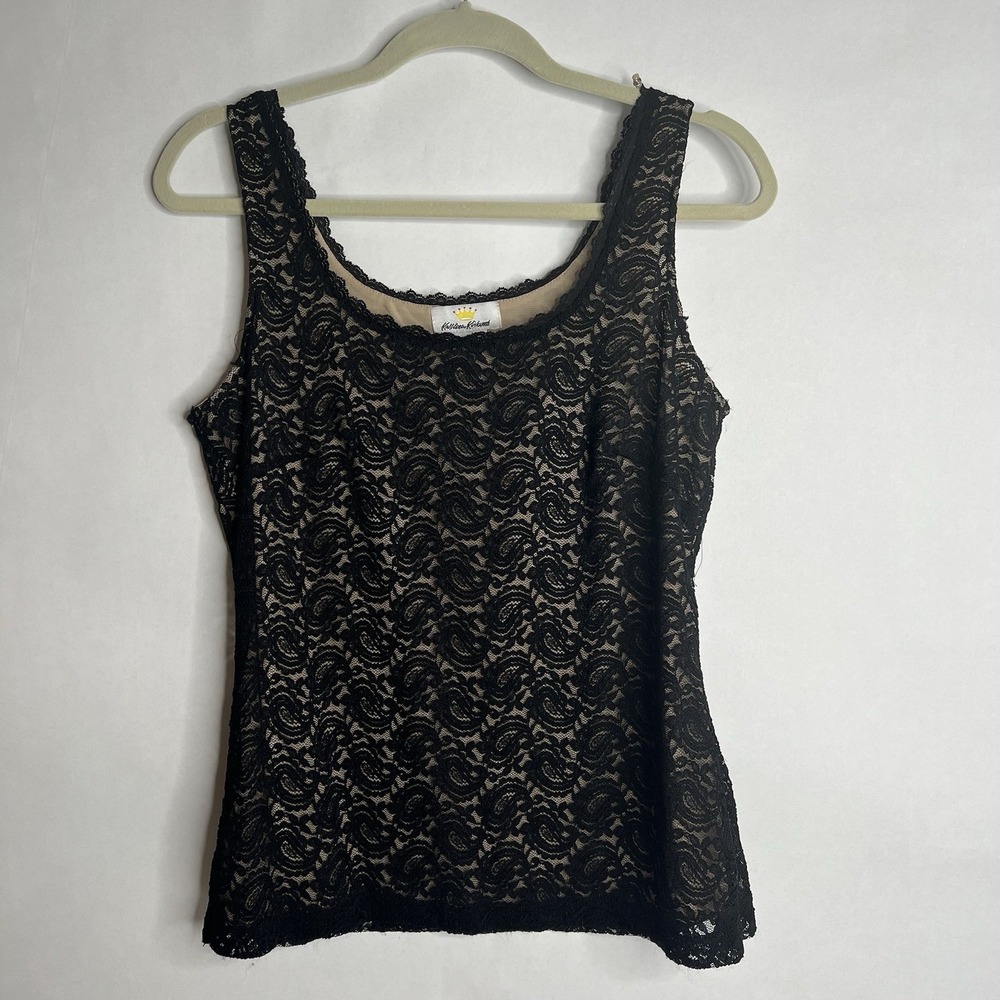 Kathleen Kirkwood  Dressy Tank Top Black‎ Tan Lace Size M